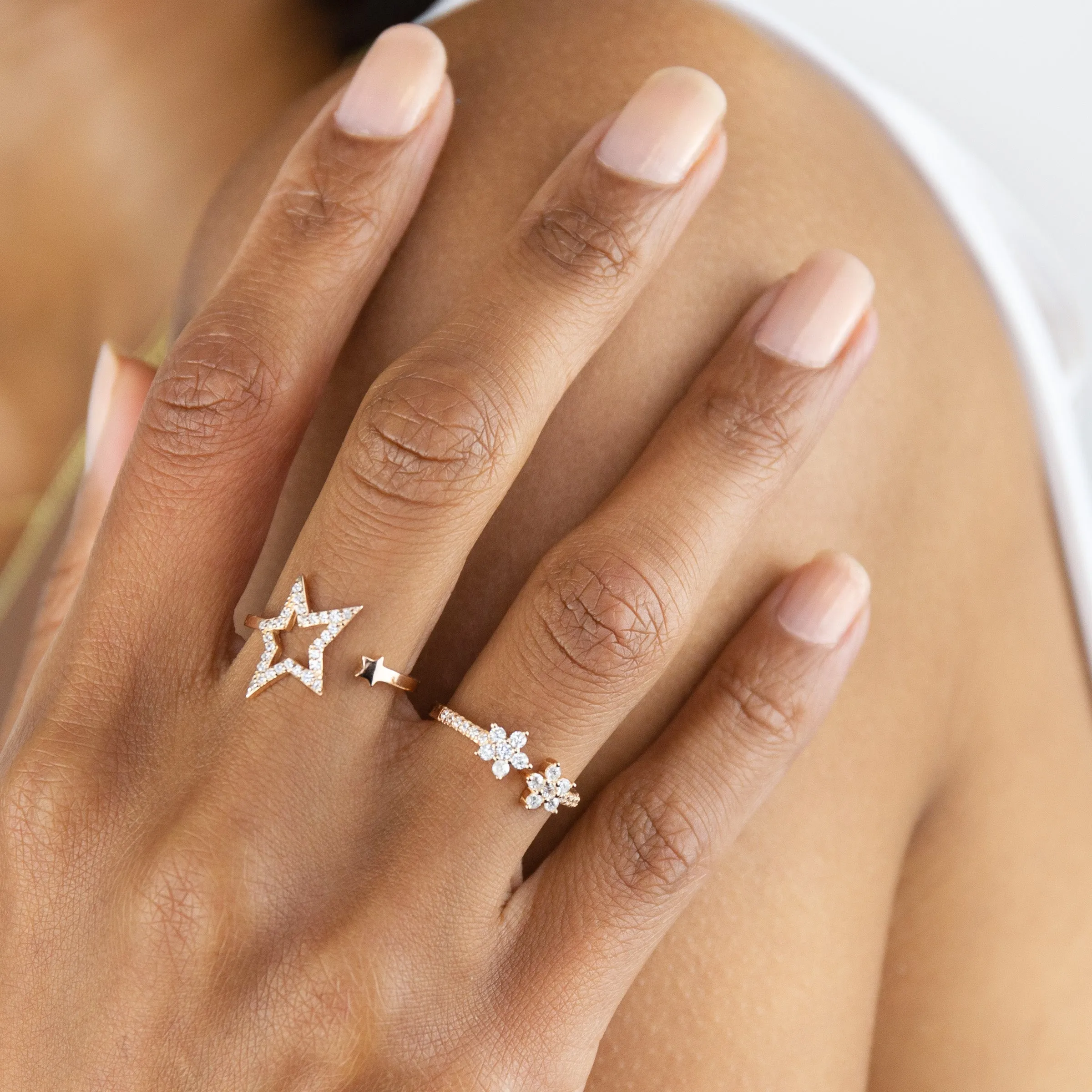 CZ Flower Adjustable Ring