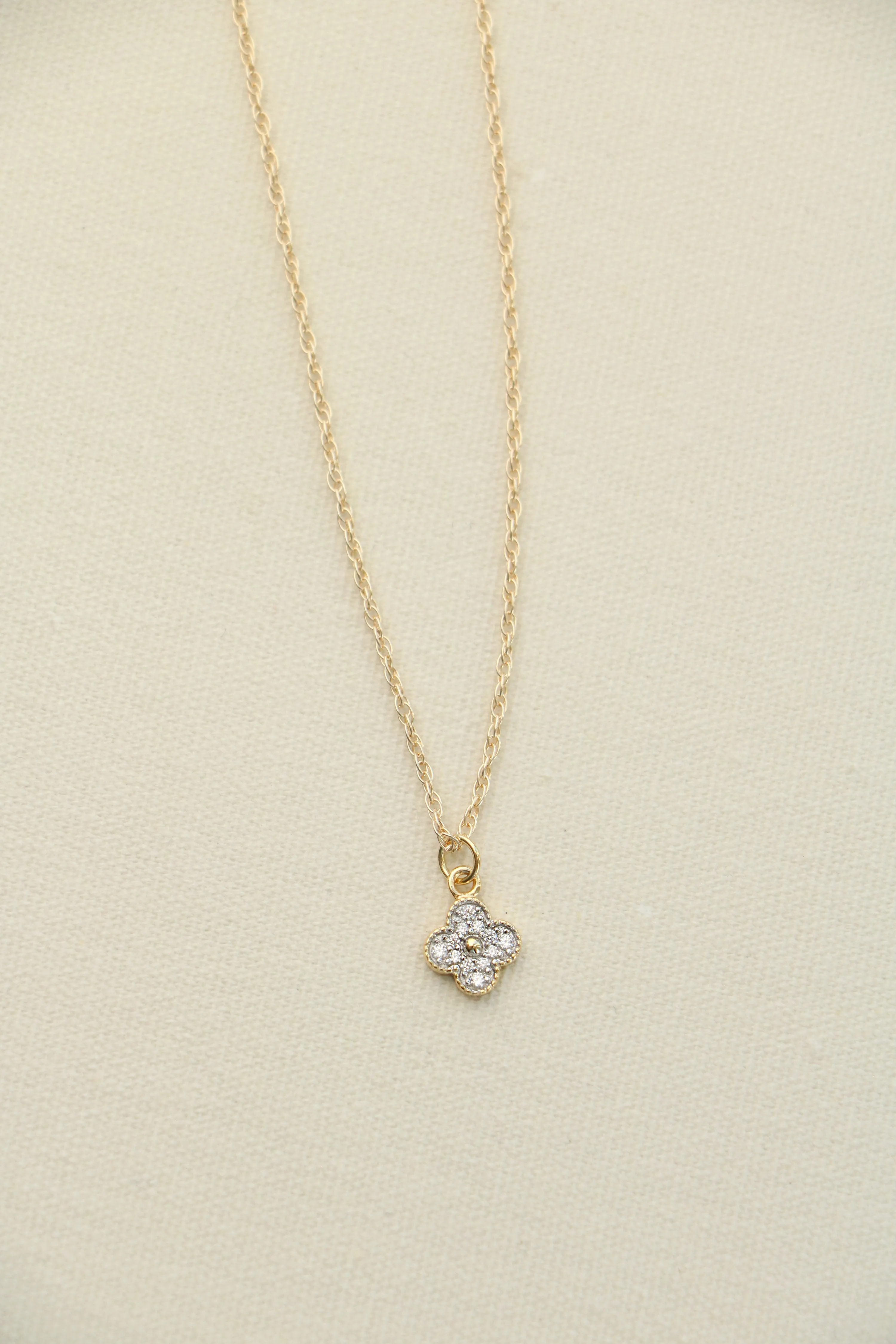 cz flower charm necklace { gold plated }