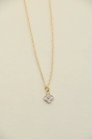 cz flower charm necklace { gold plated }