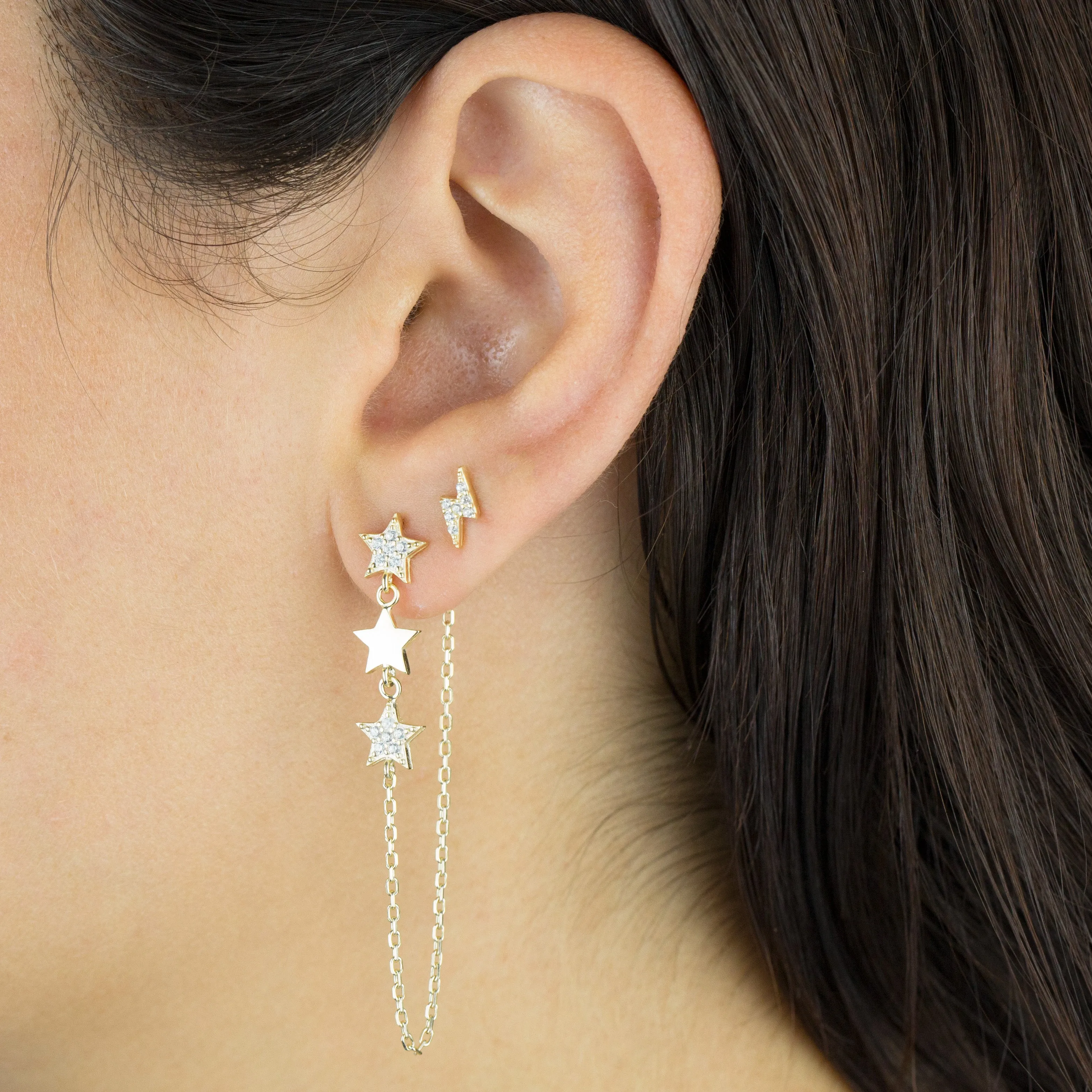 CZ Mini Lightning Bolt Stud Earring