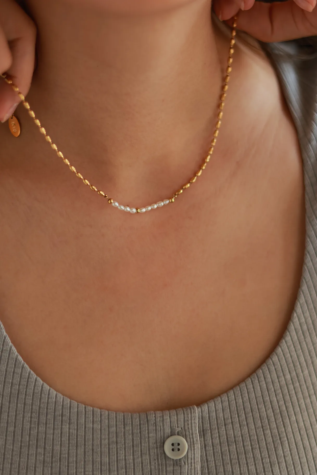 Dainty Beaded Pearl Necklace
