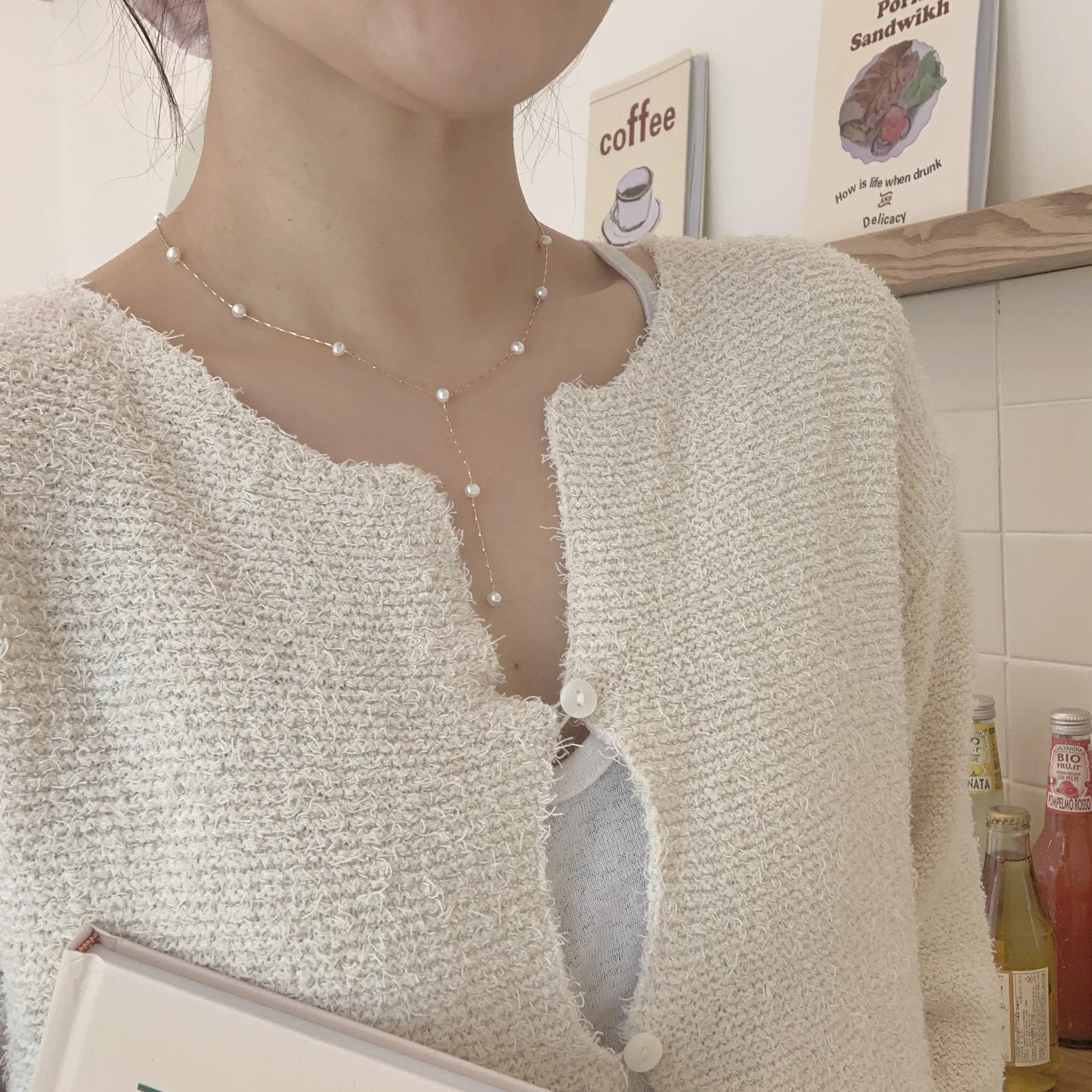 Dainty Bridal Freshwater Cultured Pearl Y Necklace