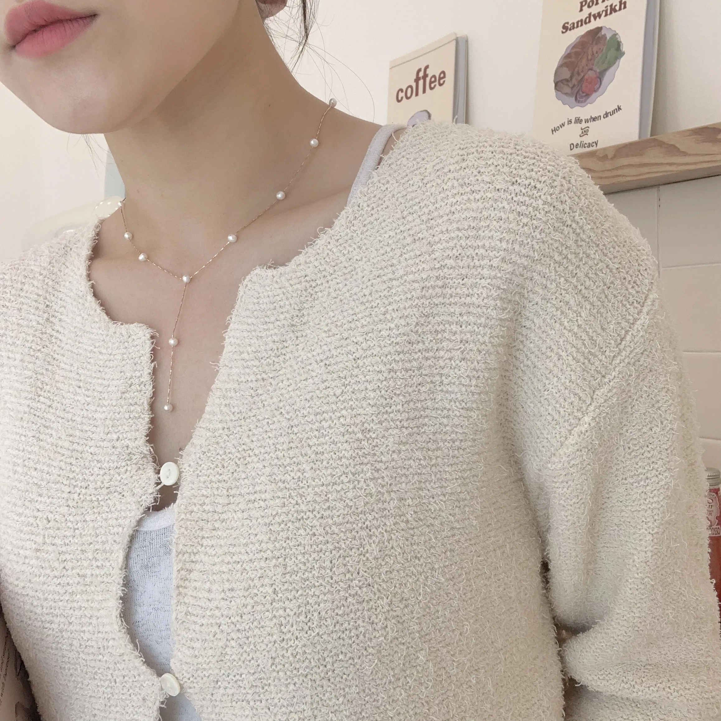 Dainty Bridal Freshwater Cultured Pearl Y Necklace
