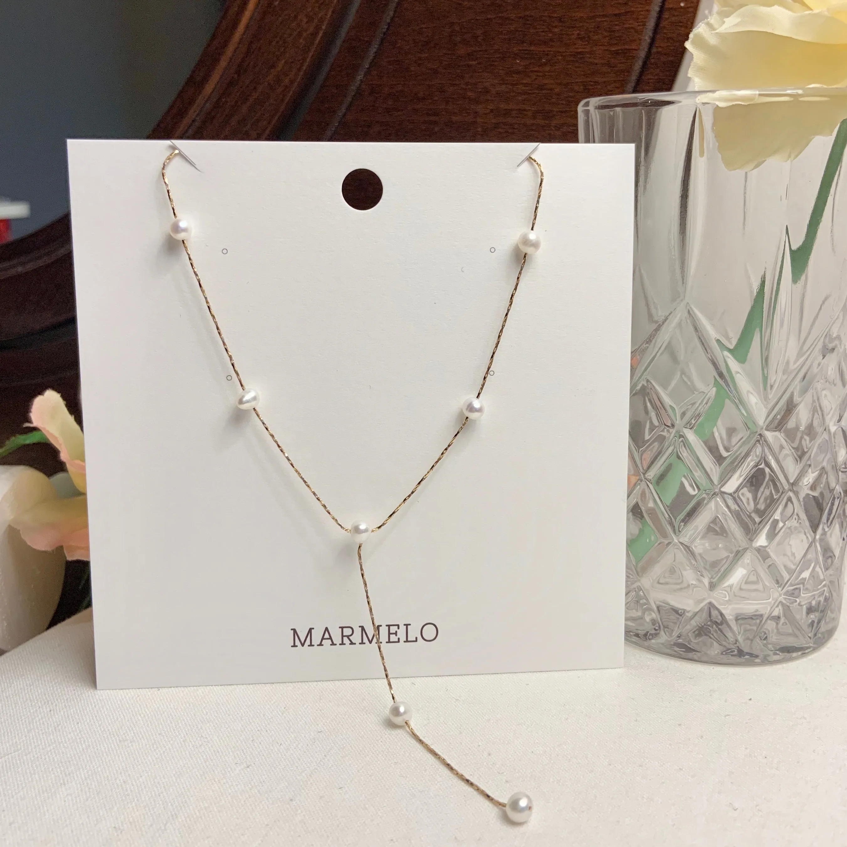 Dainty Bridal Freshwater Cultured Pearl Y Necklace