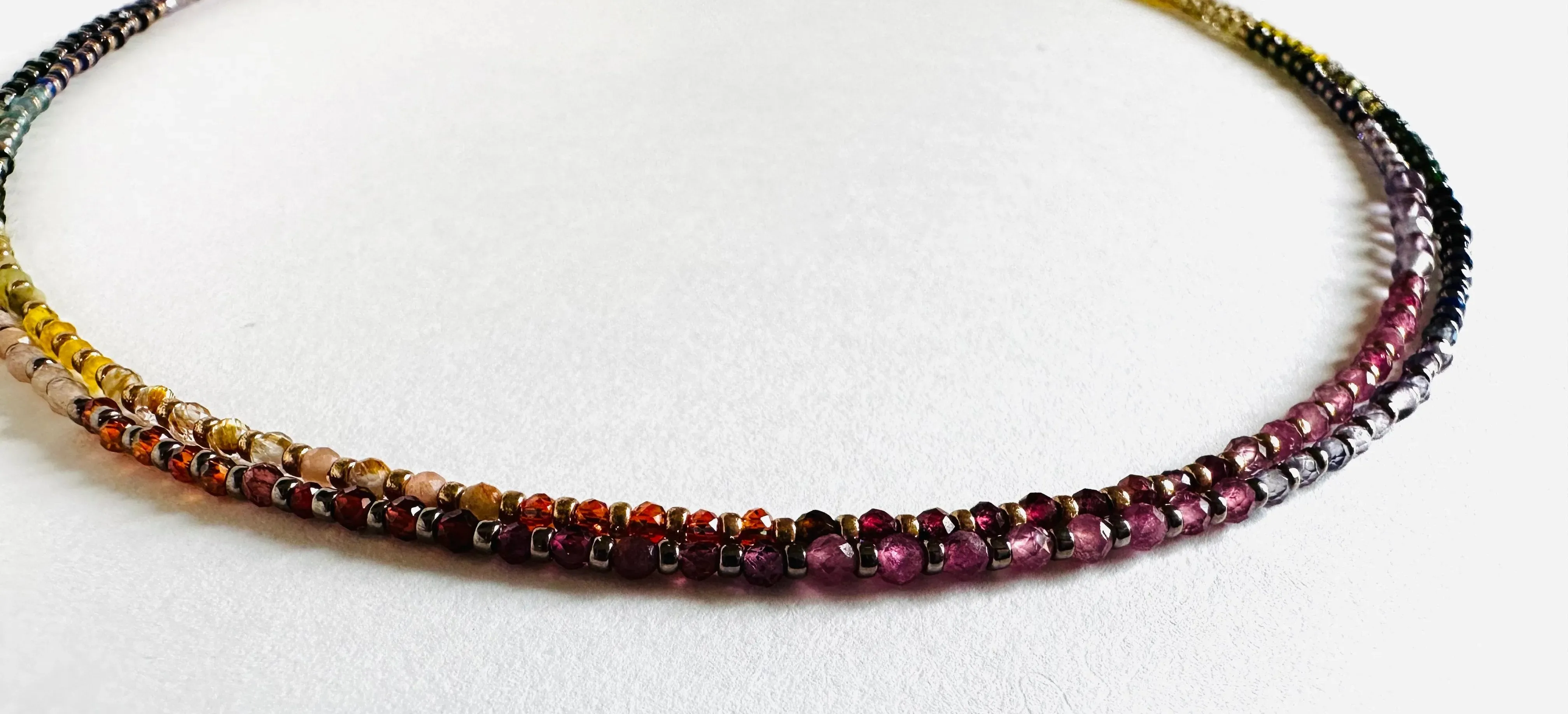 Dainty Gemstone Rainbow Necklace