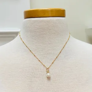 Dainty Gold Satellite   Stone Necklace