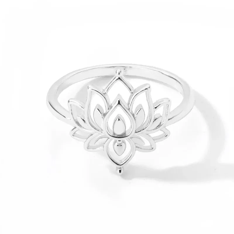 Dainty Lotus Flower Outline Ring