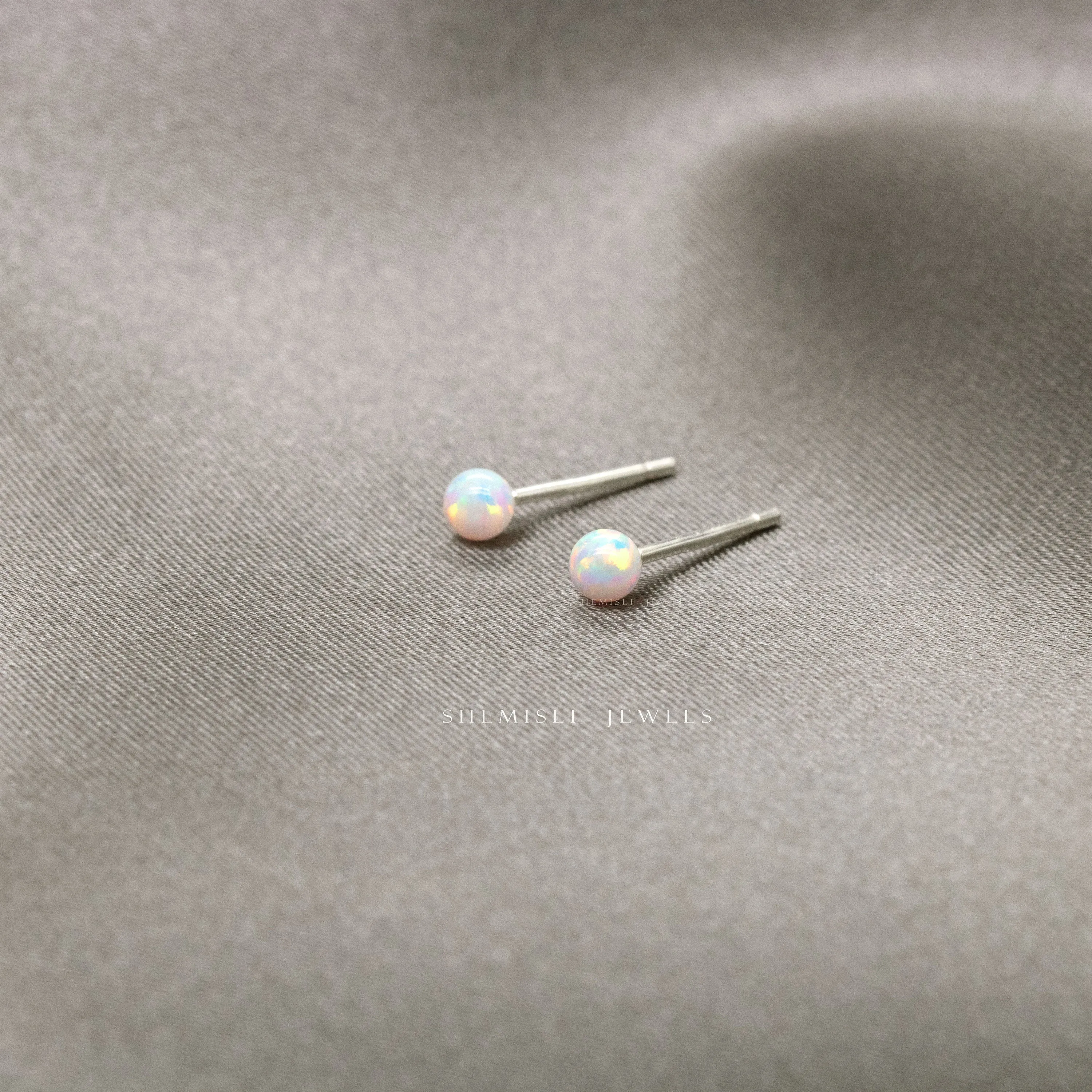 Dainty Opal Ball Stud, Unisex, Sterling Silver SHEMISLI - SS202