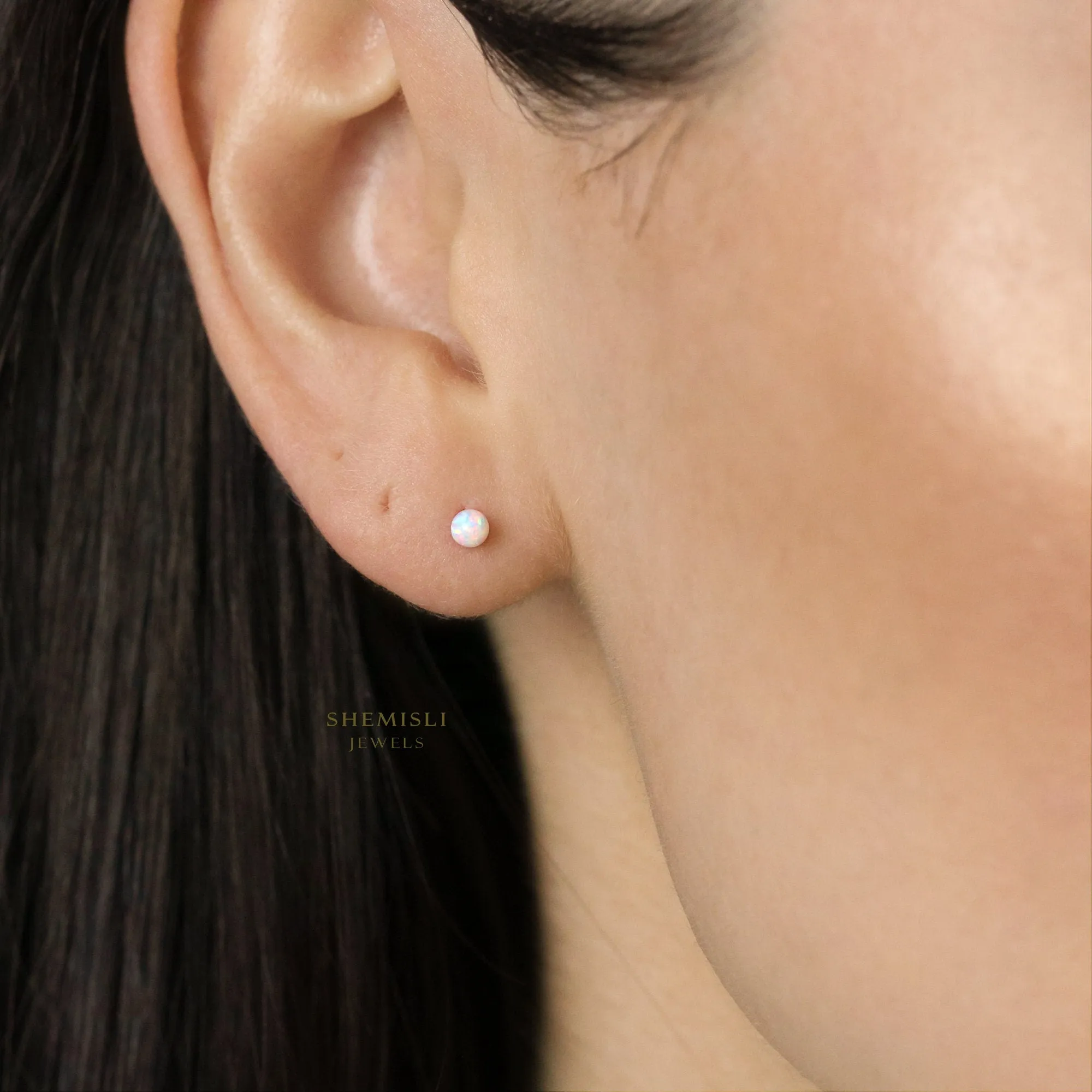 Dainty Opal Ball Stud, Unisex, Sterling Silver SHEMISLI - SS202