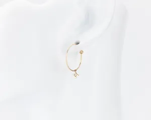 Dainty star cz wire hoops, 14K gold filled, gold wire earrings, north star, tiny clear cz, dangle hoops, boho, minimalist hoops, 14kgf