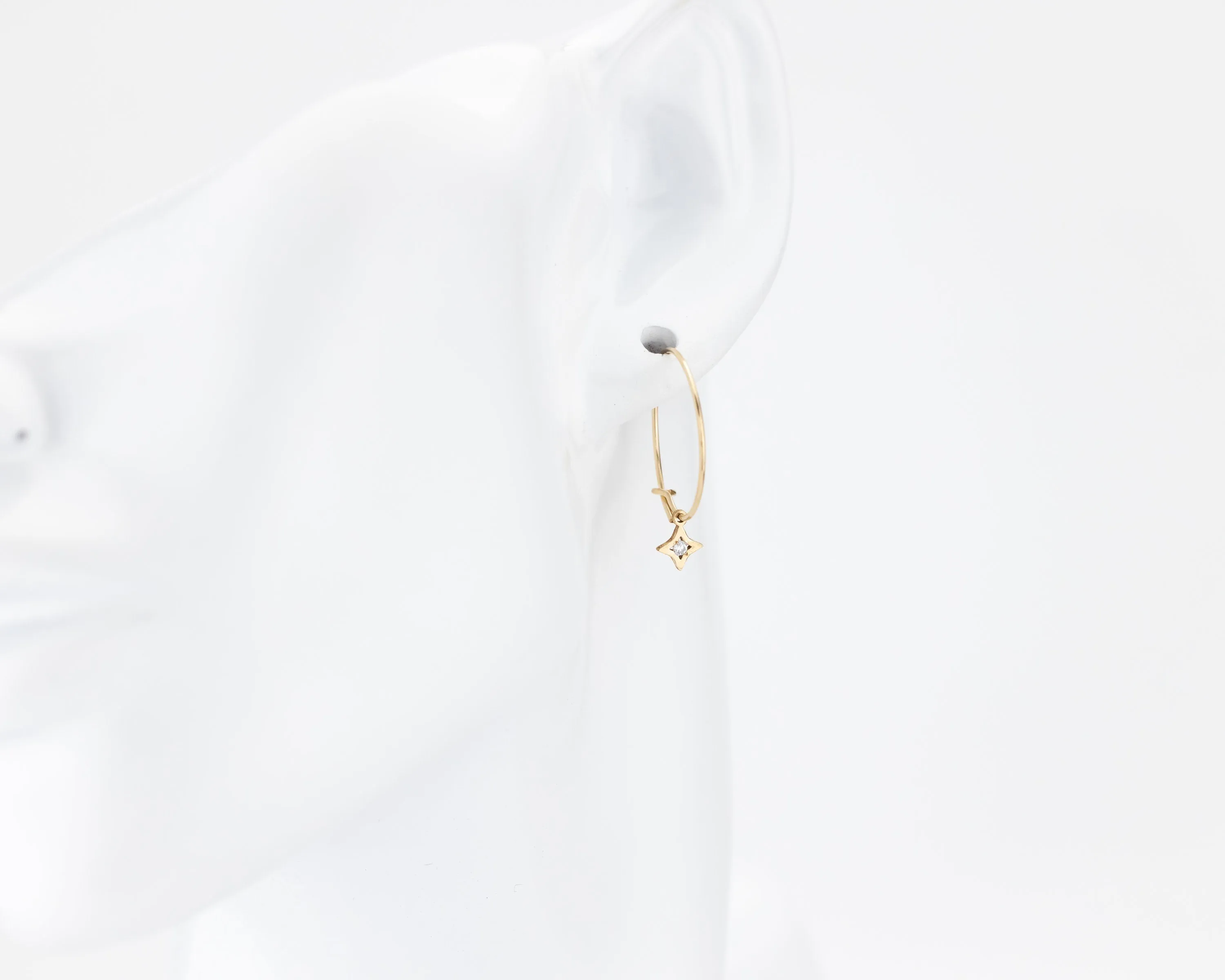Dainty star cz wire hoops, 14K gold filled, gold wire earrings, north star, tiny clear cz, dangle hoops, boho, minimalist hoops, 14kgf