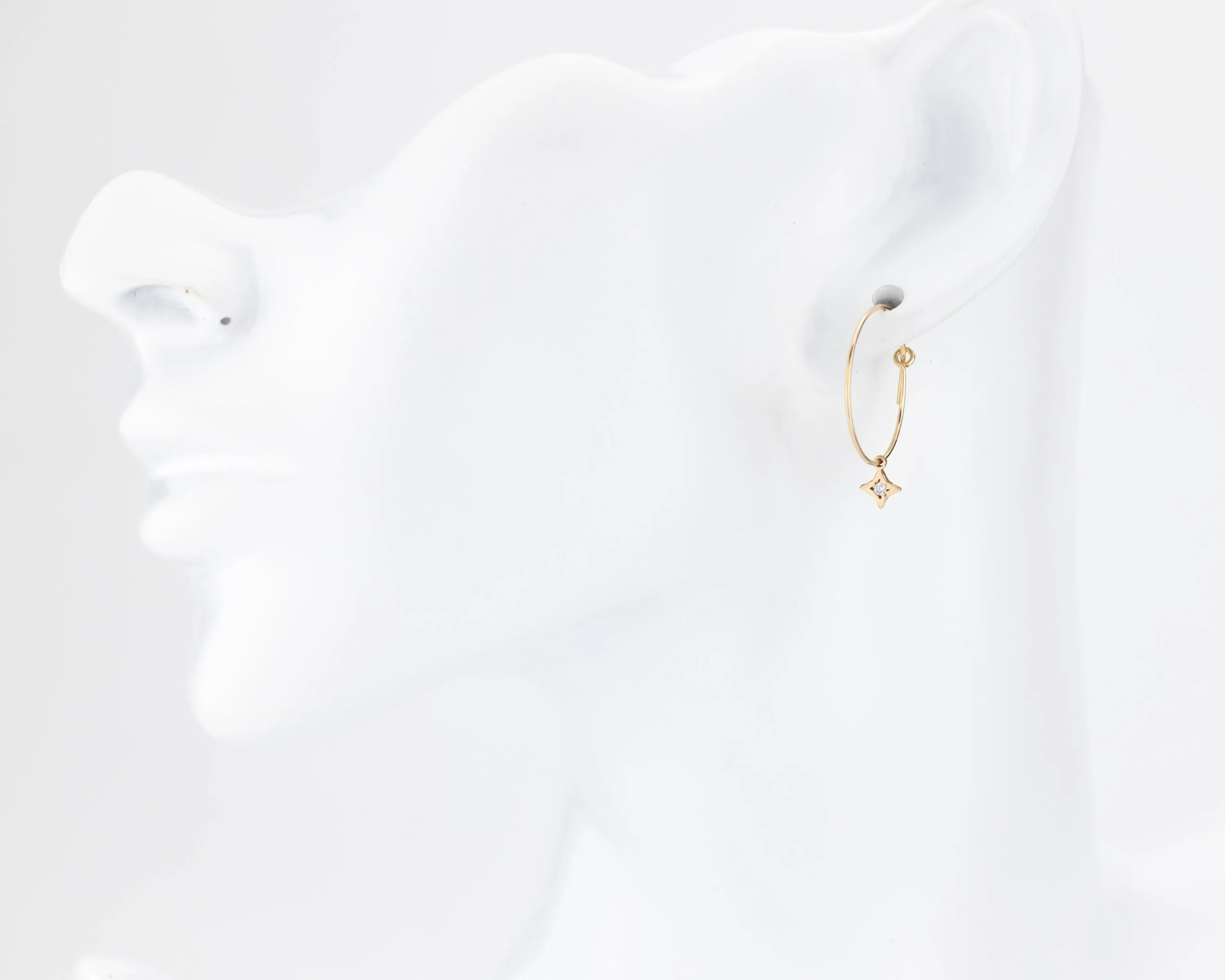 Dainty star cz wire hoops, 14K gold filled, gold wire earrings, north star, tiny clear cz, dangle hoops, boho, minimalist hoops, 14kgf