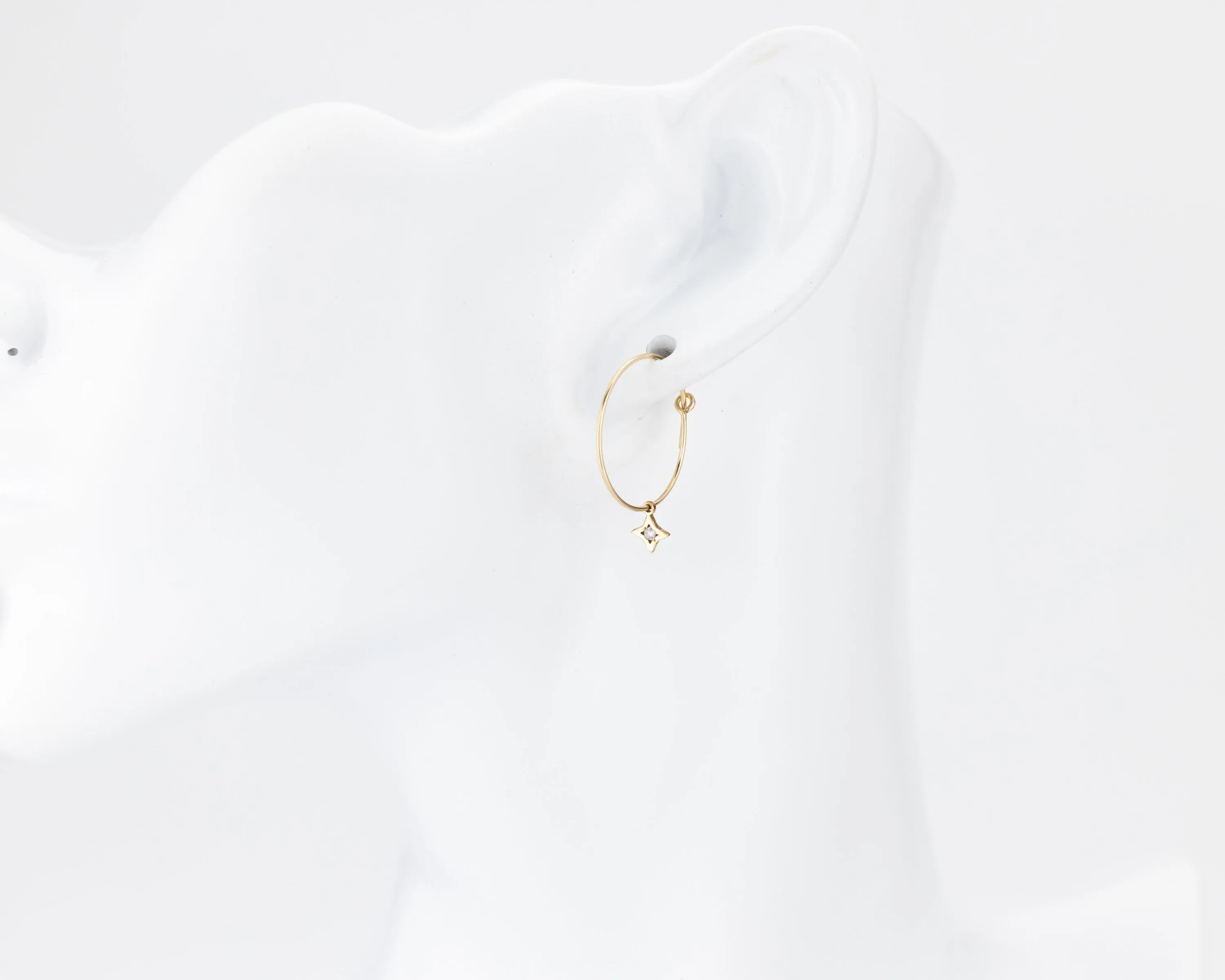 Dainty star cz wire hoops, 14K gold filled, gold wire earrings, north star, tiny clear cz, dangle hoops, boho, minimalist hoops, 14kgf