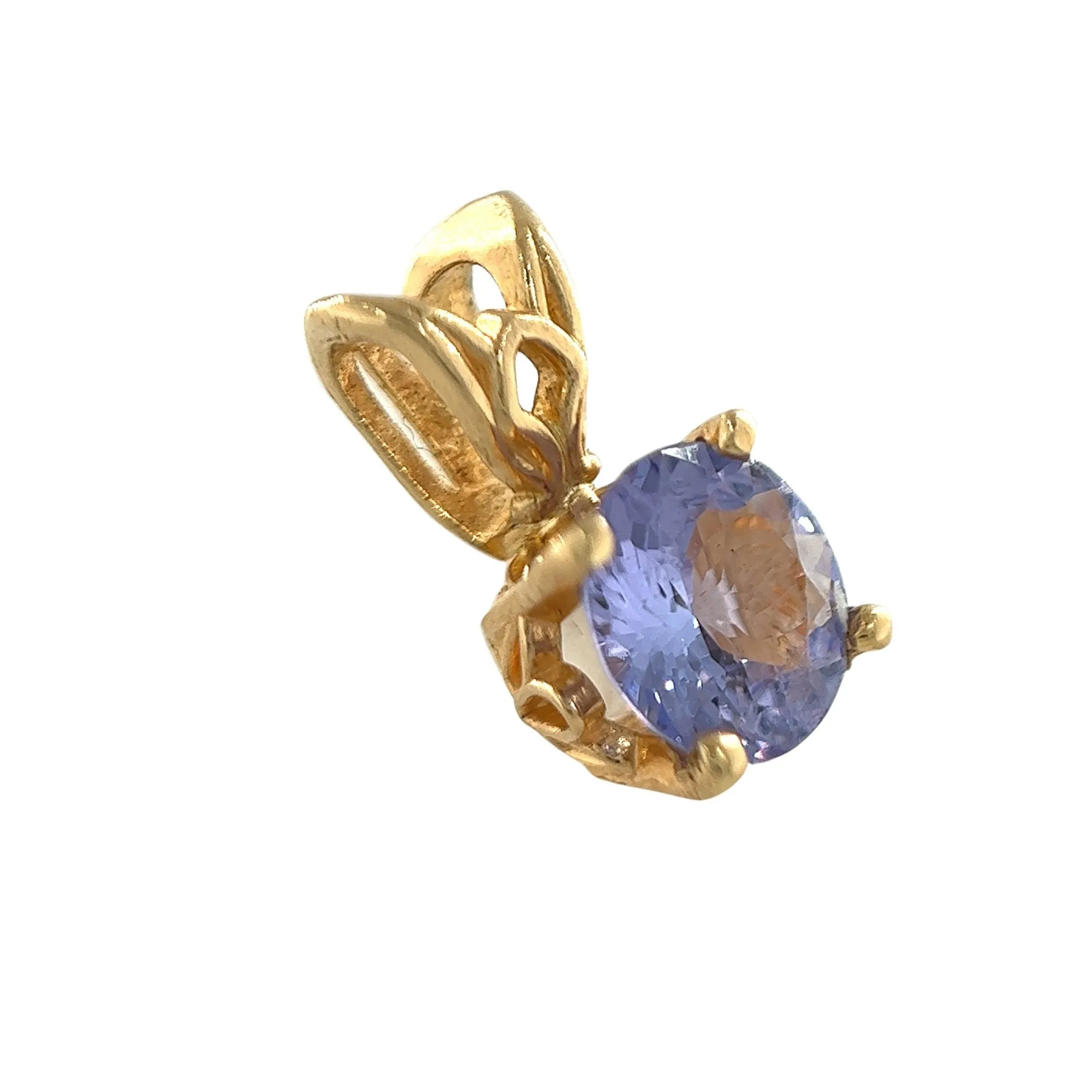 Dainty Tanzanite 14K Gold Pendant Tiny Charm