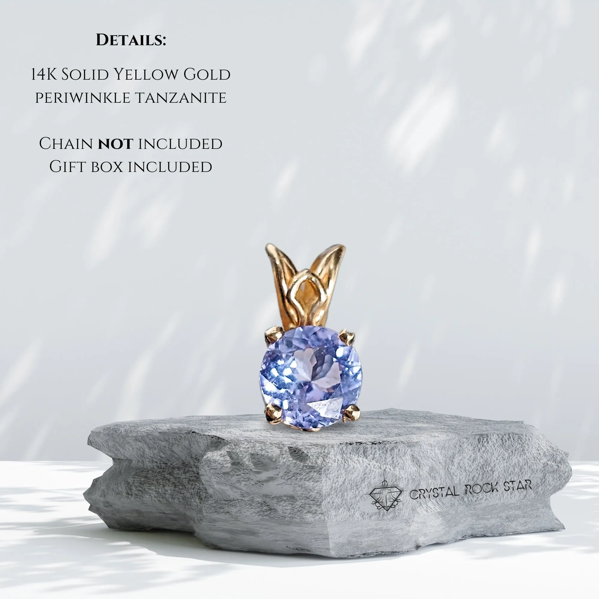 Dainty Tanzanite 14K Gold Pendant Tiny Charm