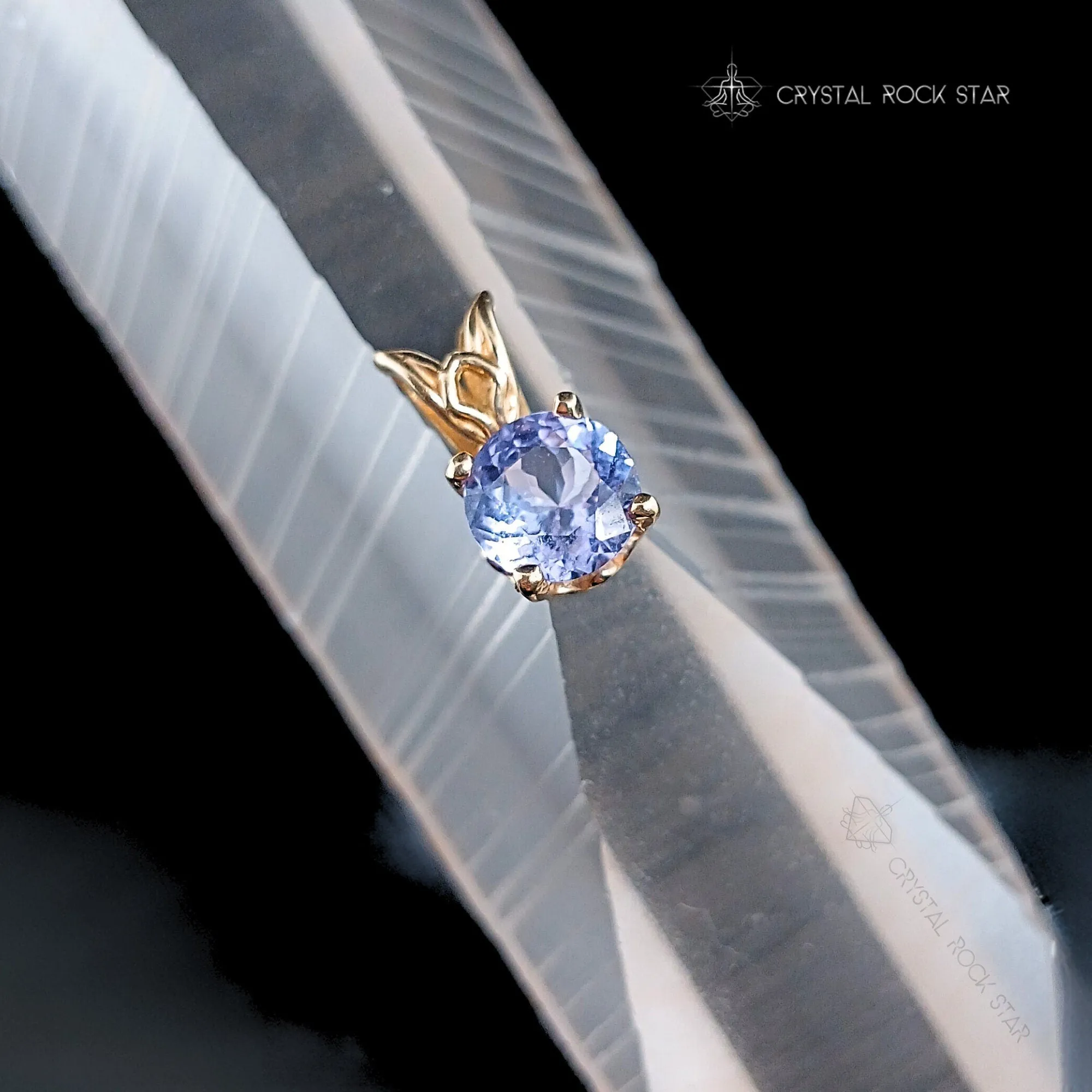 Dainty Tanzanite 14K Gold Pendant Tiny Charm