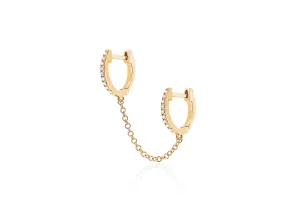 Diamond Double Huggie Chain Earring