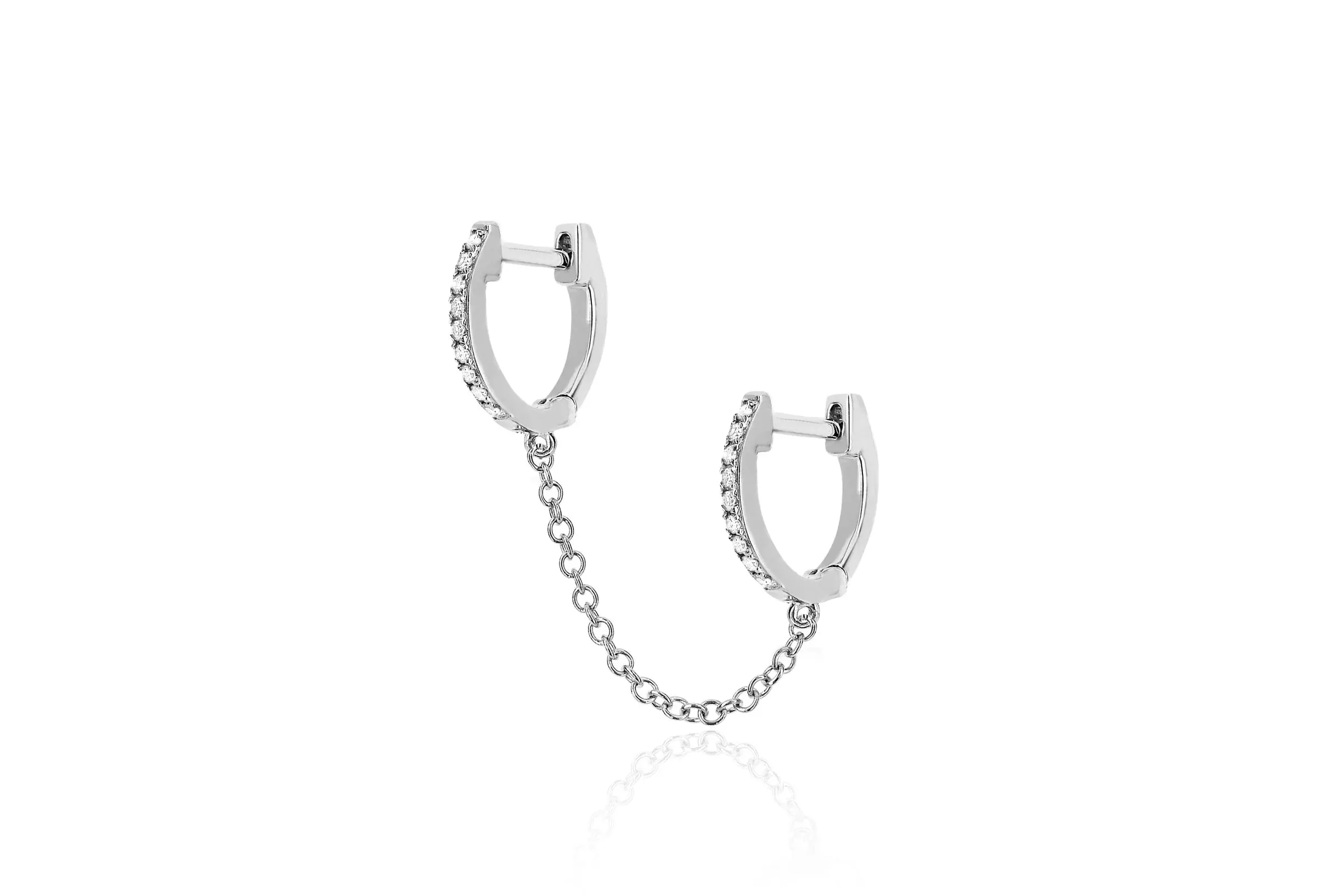 Diamond Double Huggie Chain Earring