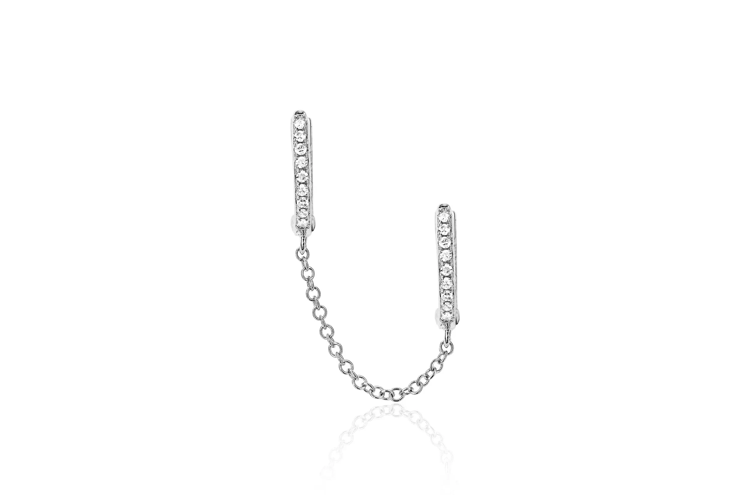 Diamond Double Huggie Chain Earring