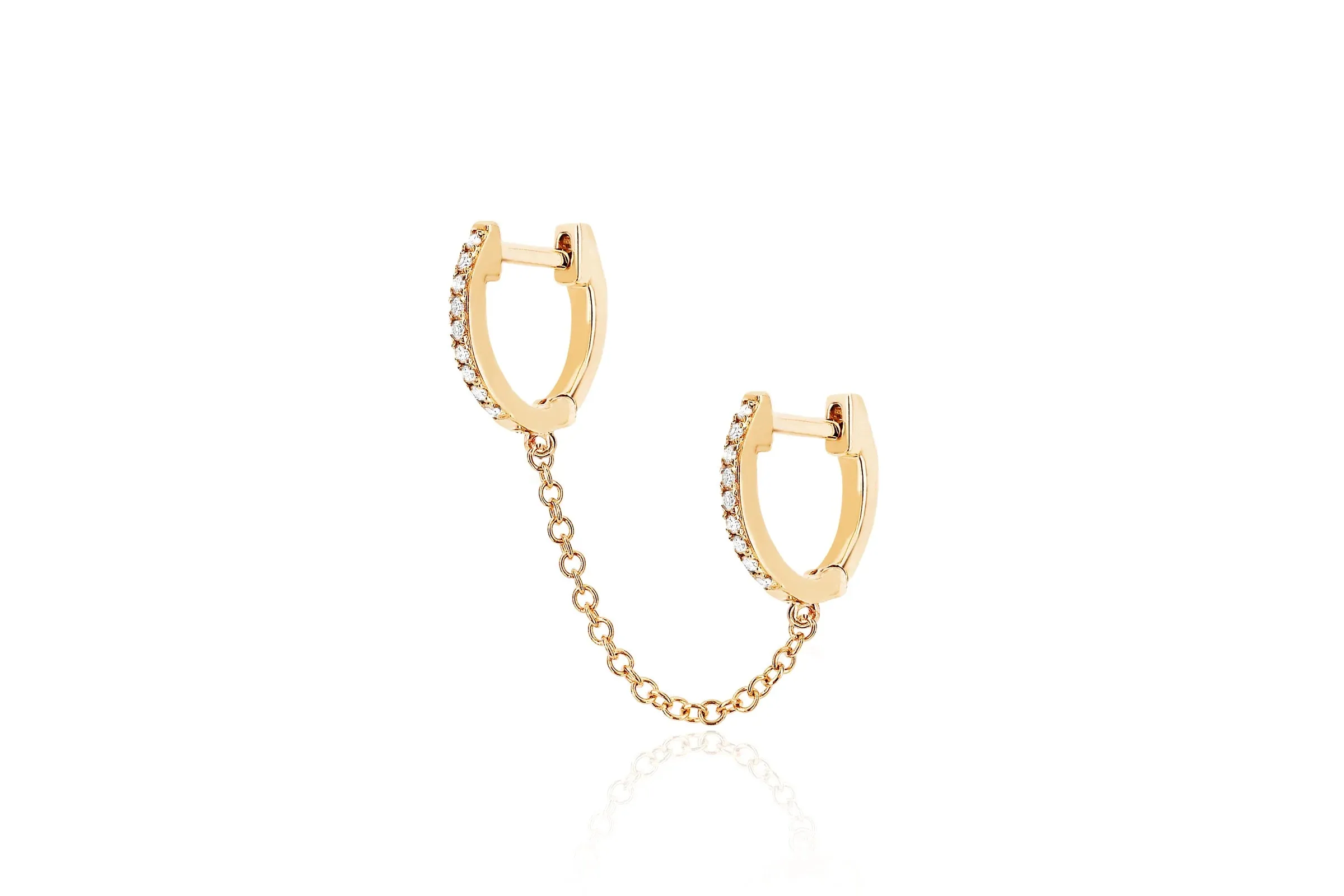 Diamond Double Huggie Chain Earring