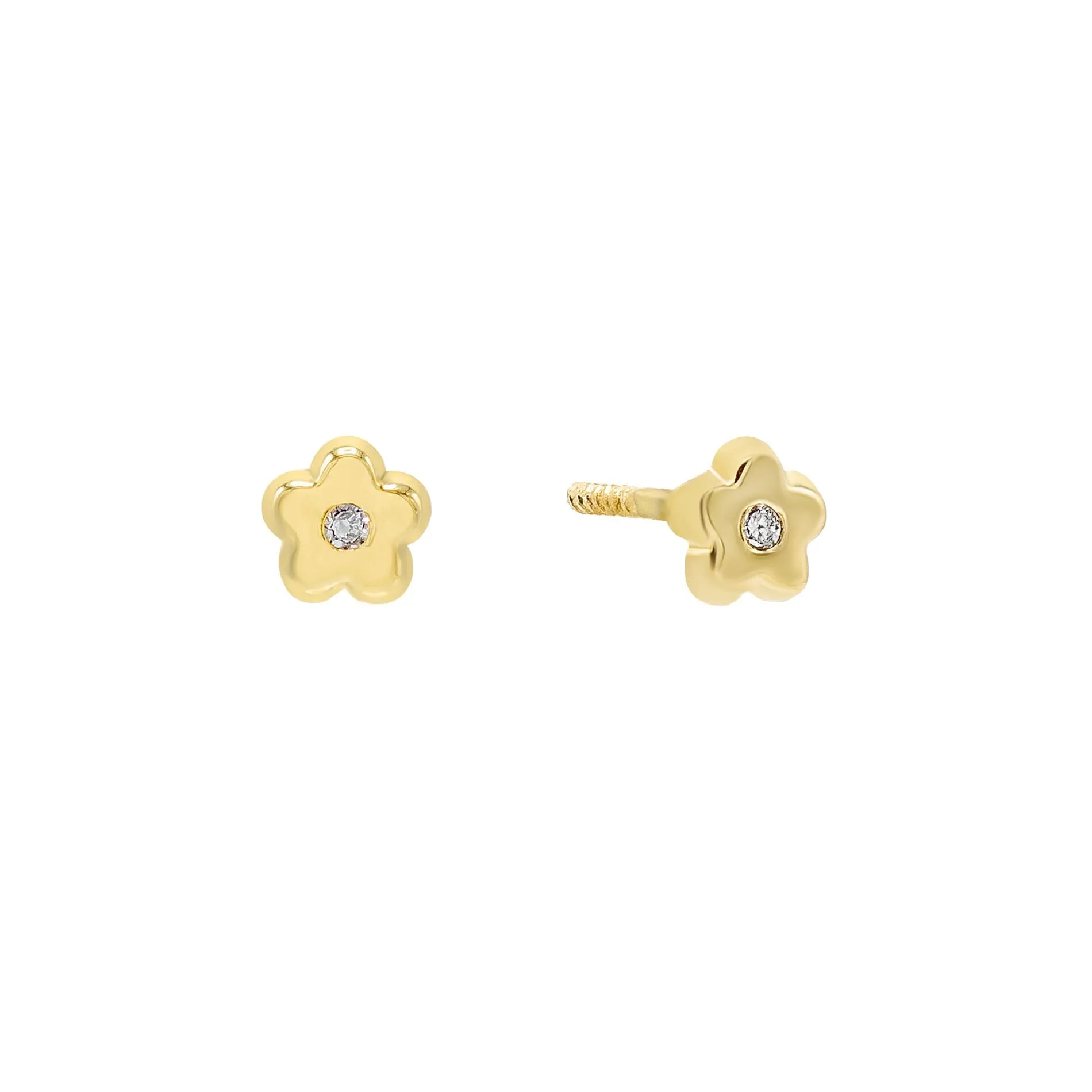 Diamond Flower Stud Earring 14K