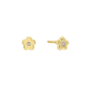Diamond Flower Stud Earring 14K