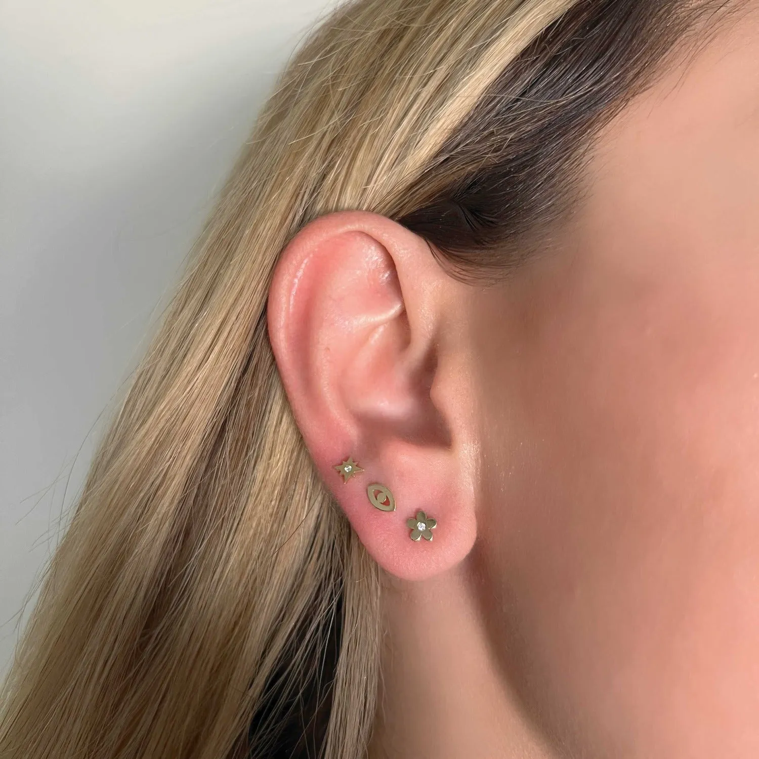 Diamond Flower Stud Earrings