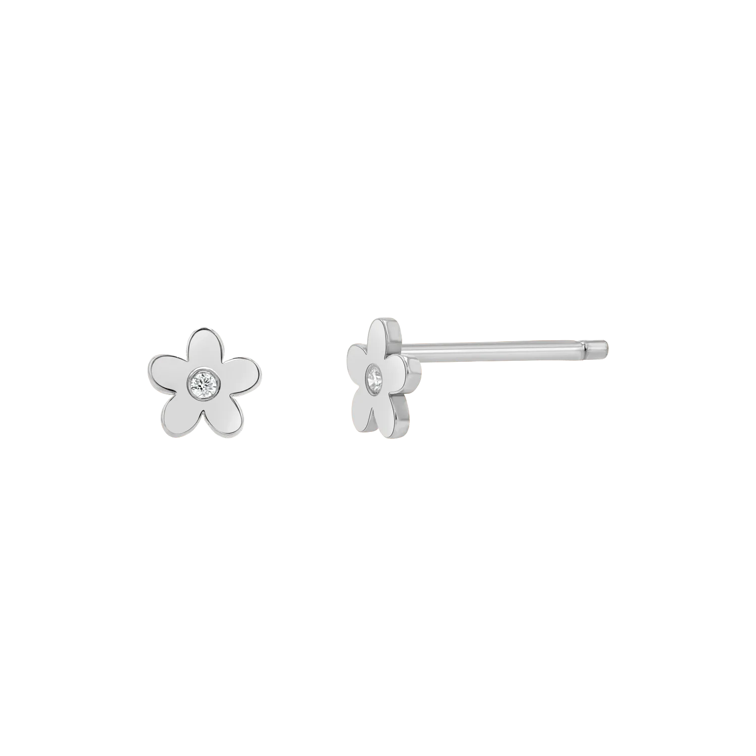 Diamond Flower Stud Earrings