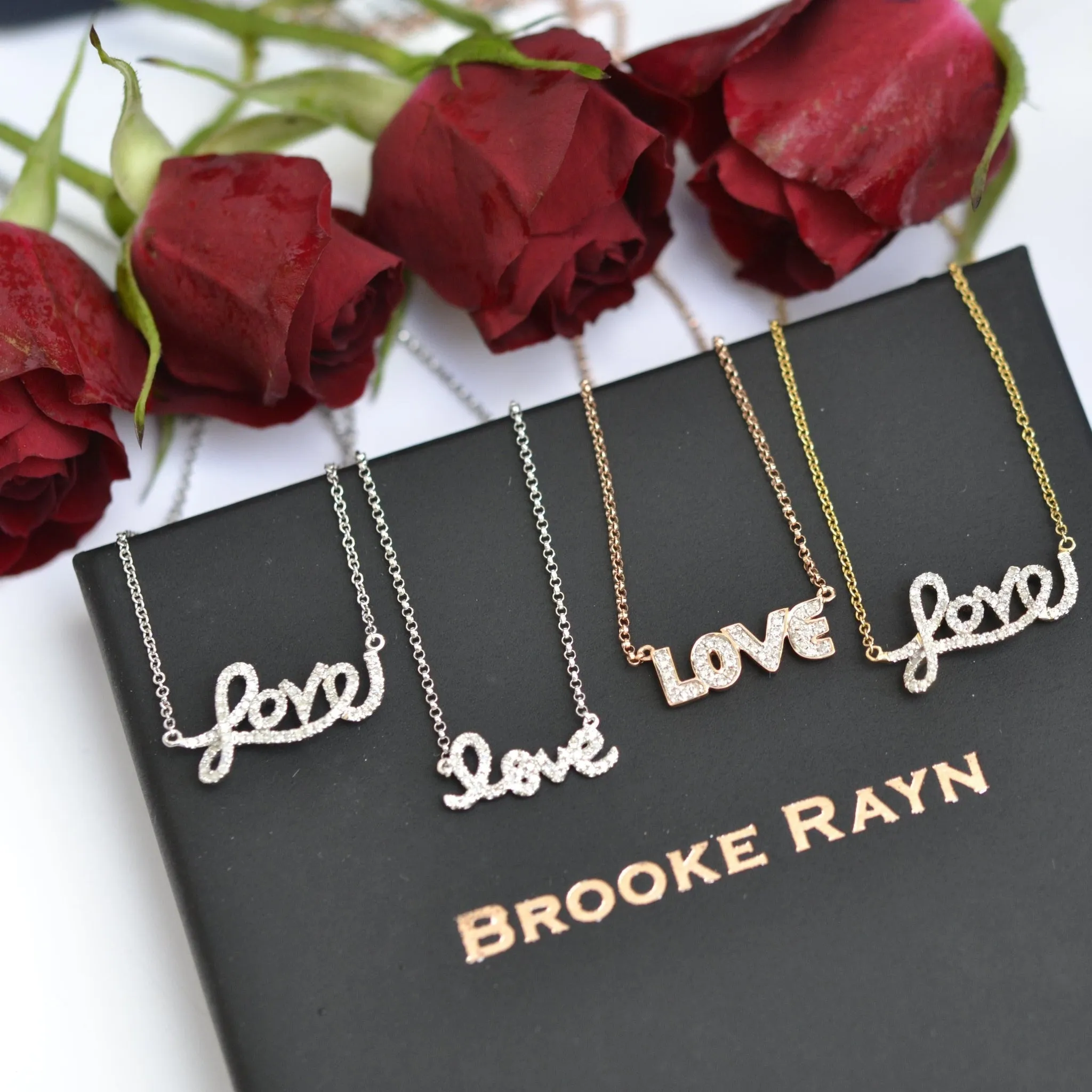 Diamond Mini Script Love Necklace