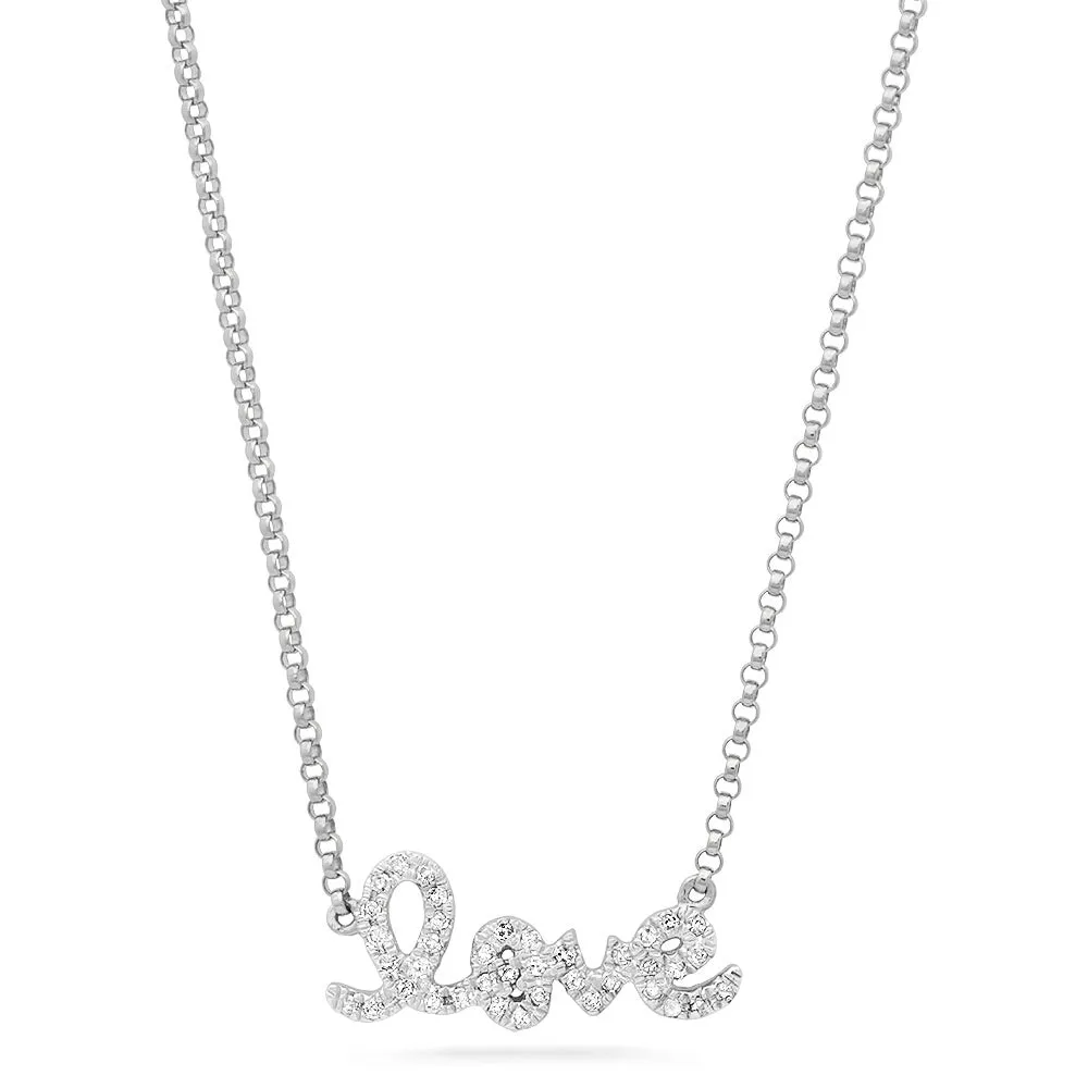 Diamond Mini Script Love Necklace
