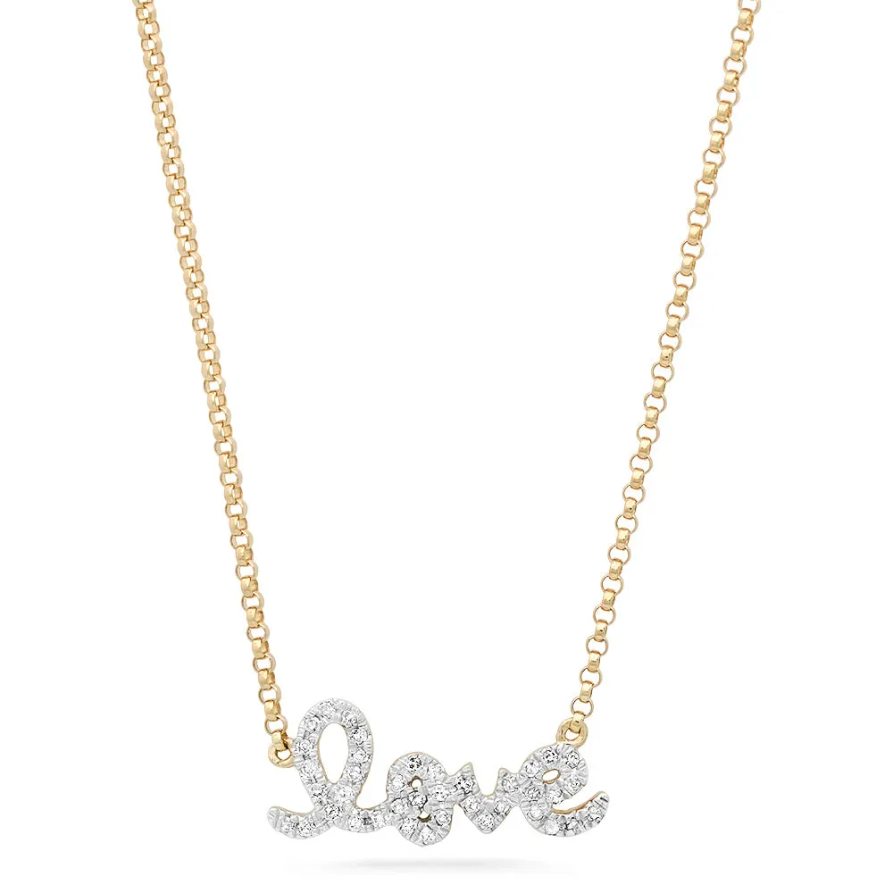 Diamond Mini Script Love Necklace