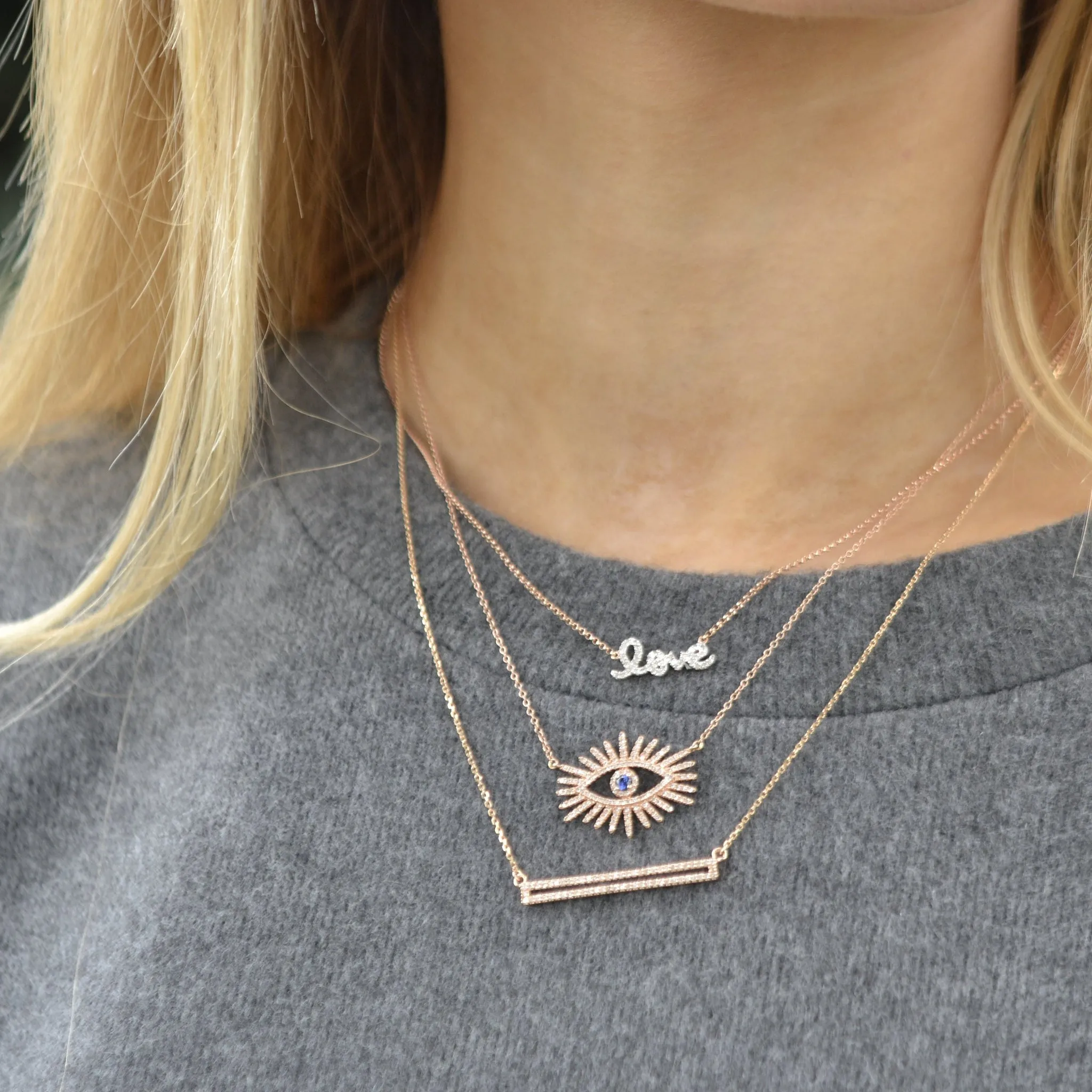 Diamond Mini Script Love Necklace