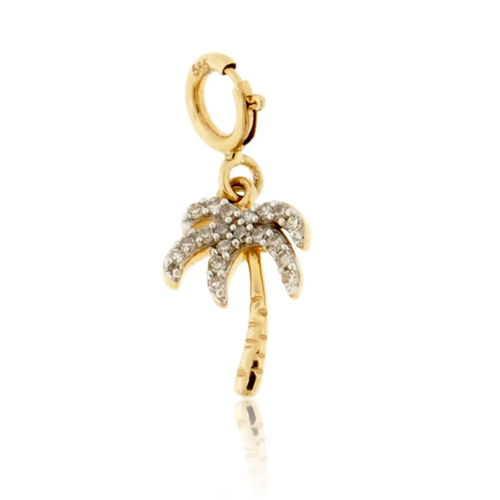 Diamond Palm Tree Spring Ring Charm