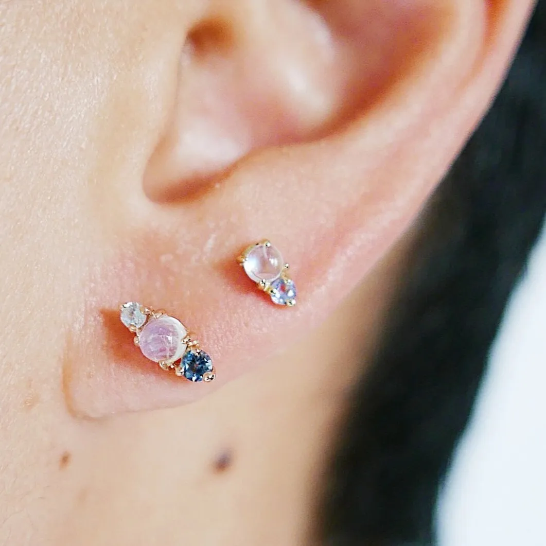 Duo Moonstone & Tanzanite Stud Earring