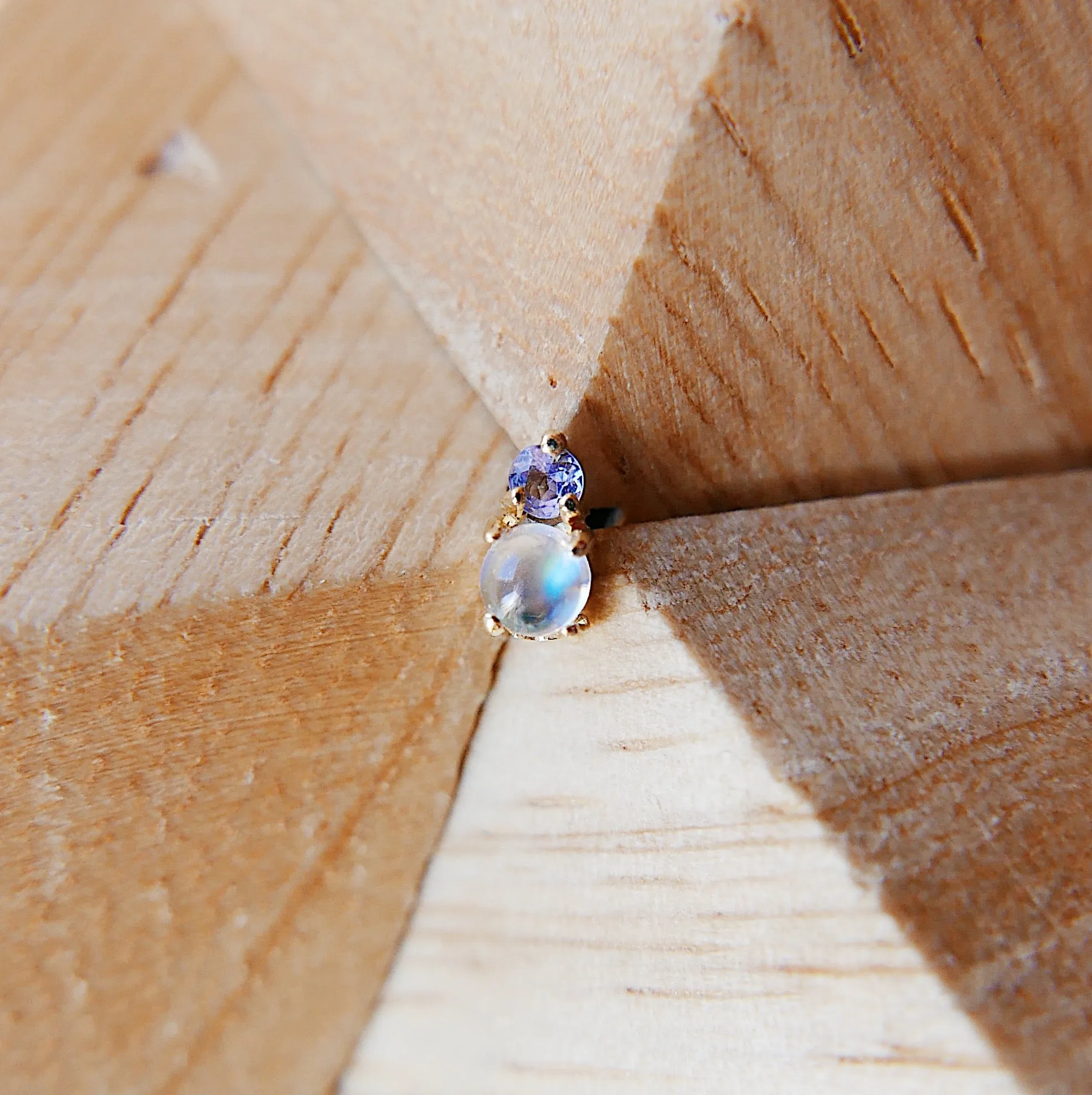 Duo Moonstone & Tanzanite Stud Earring