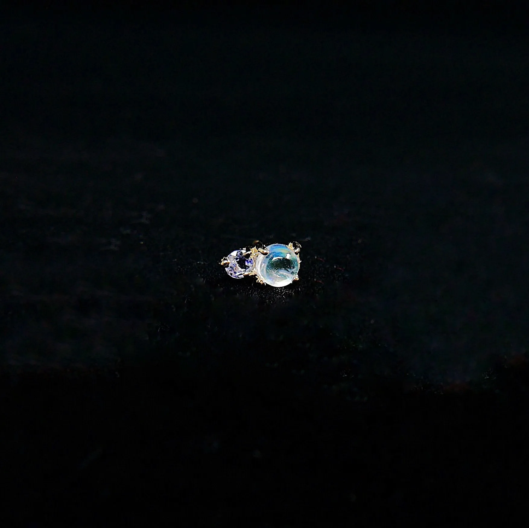 Duo Moonstone & Tanzanite Stud Earring
