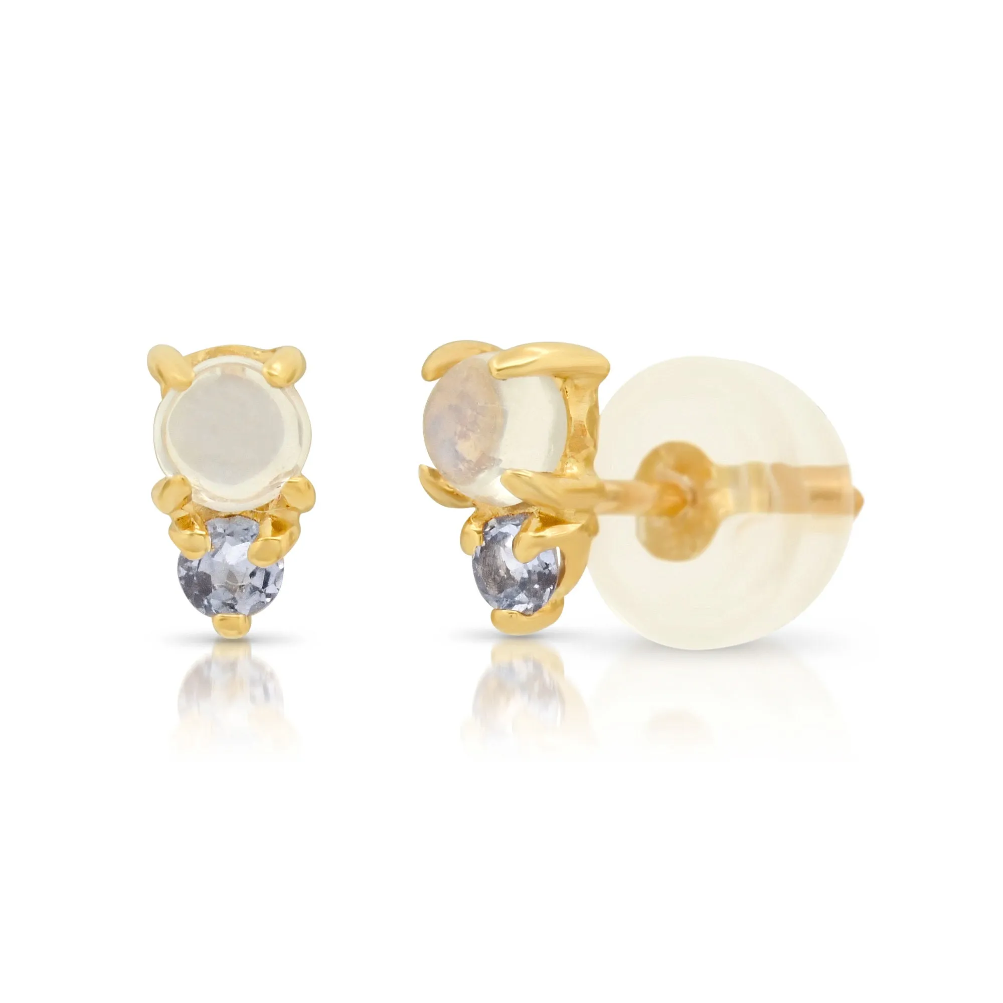 Duo Moonstone & Tanzanite Stud Earring