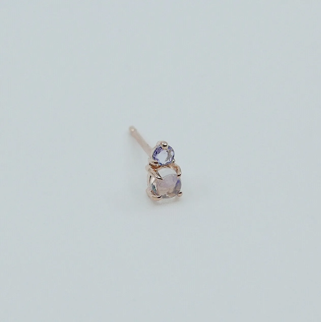 Duo Moonstone & Tanzanite Stud Earring