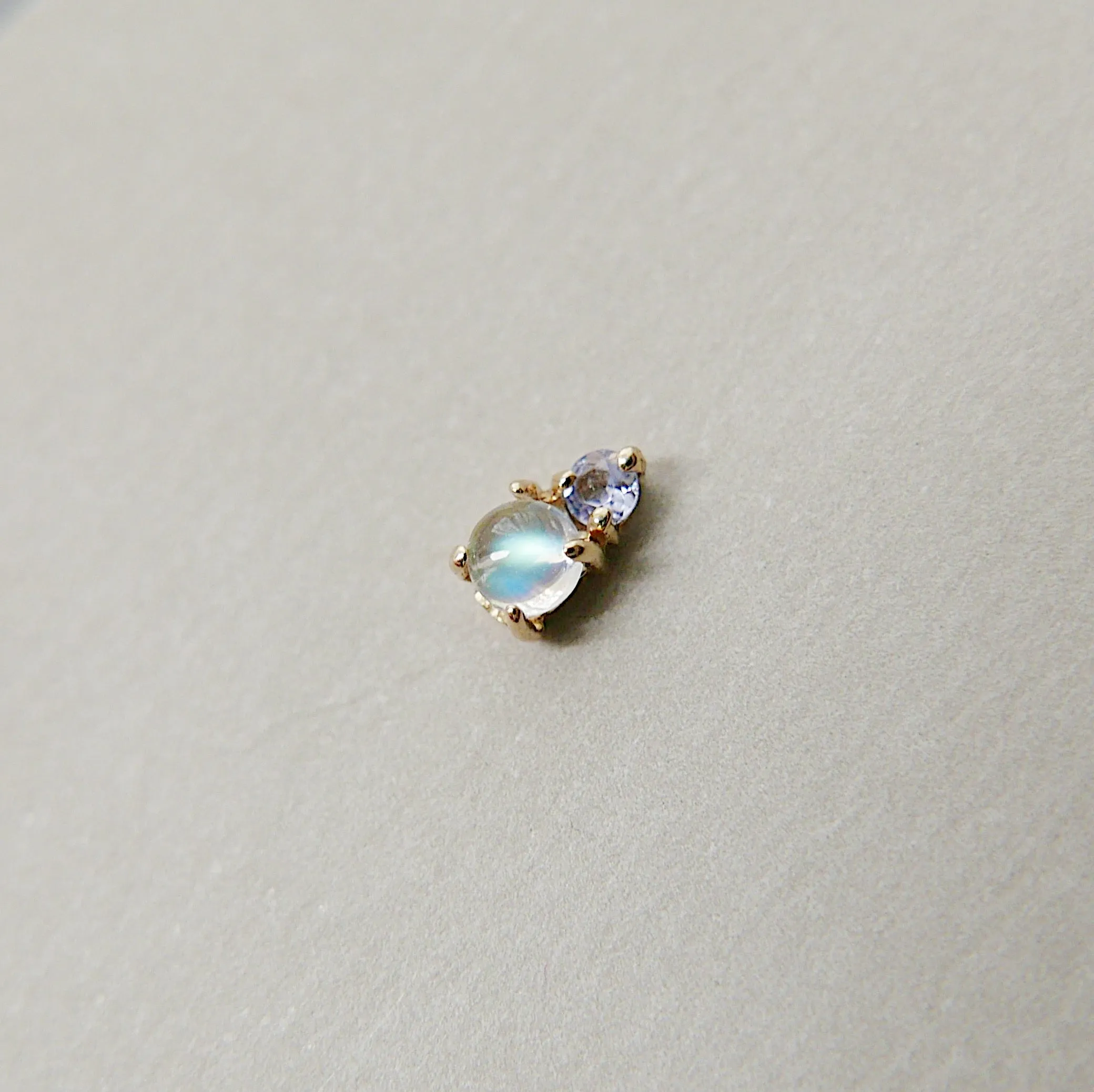 Duo Moonstone & Tanzanite Stud Earring