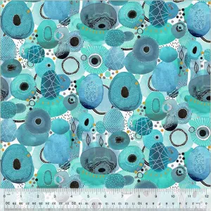 Ebb & Flow Turquoise Genesis Metallic Fabric Yardage