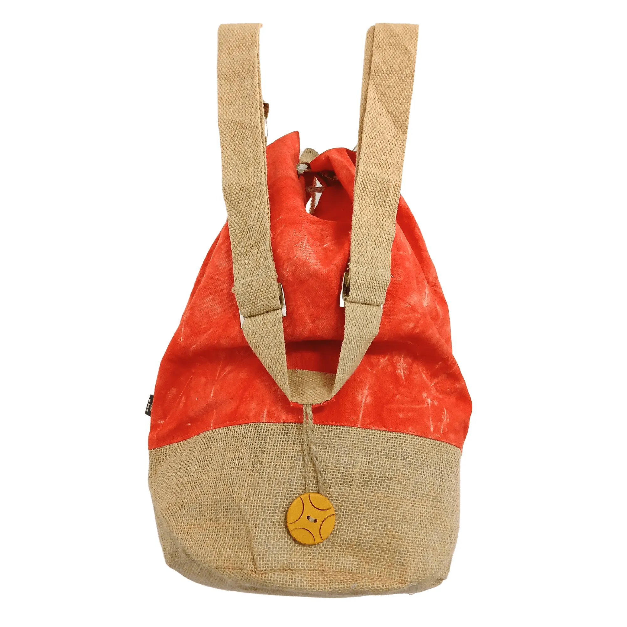 Eco-Friendly Orange Stonewash Sling Bag with Namaste Hand Design and Adjustable Strap