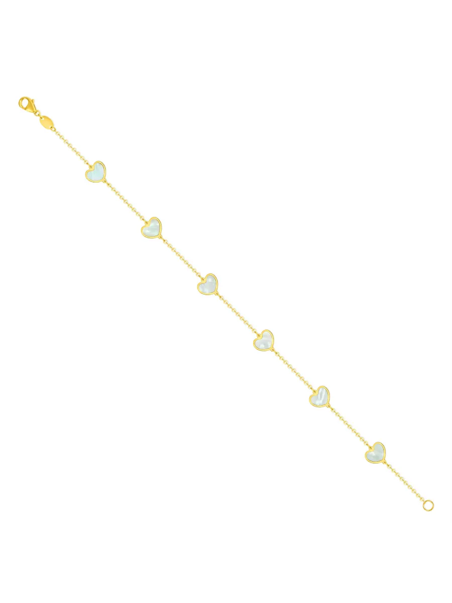 Endless Heart Pearl Bracelet 14K