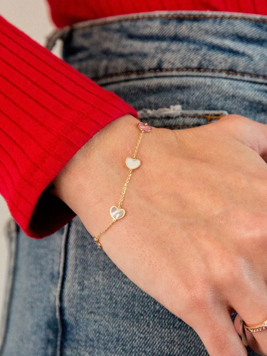 Endless Heart Pearl Bracelet 14K