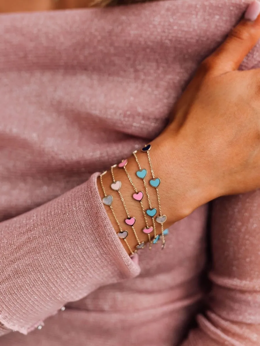 Endless Heart Pearl Bracelet 14K