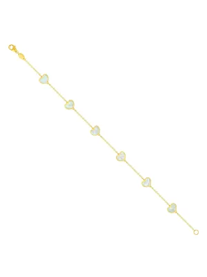 Endless Heart Pearl Bracelet 14K