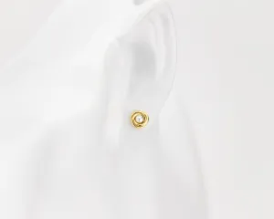 Entwined pearl studs, circle pearl studs, infinity hoop, dainty, small, tiny, minimalist, gold pearl earrings, bridesmaid, bridal gift, 925