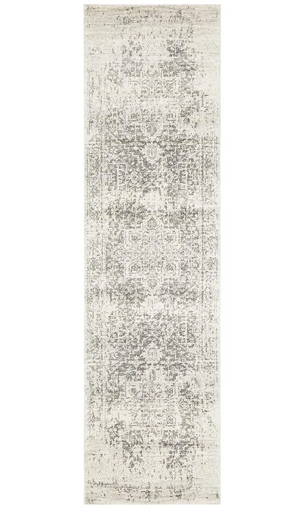 Evoke Dream White Silver Transitional Runner Rug