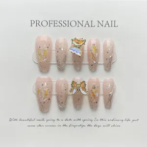 Fairy Blush Flutter – Glittery Pink Elegance with 3D Butterfly Charm