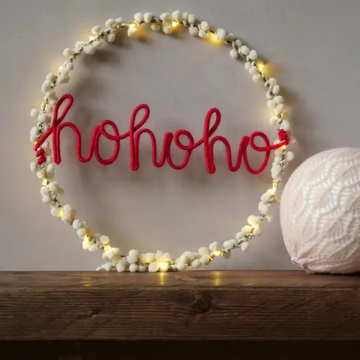 Fairy Light Wreath - Ho Ho Ho