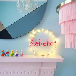 Fairy Light Wreath - Ho Ho Ho